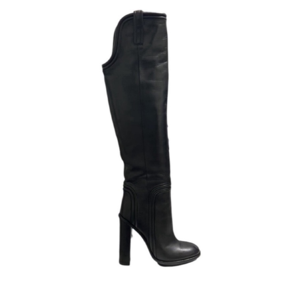 Gucci Black Leather Lifford Riding Boots Size 37.5 - Picture 2 of 11